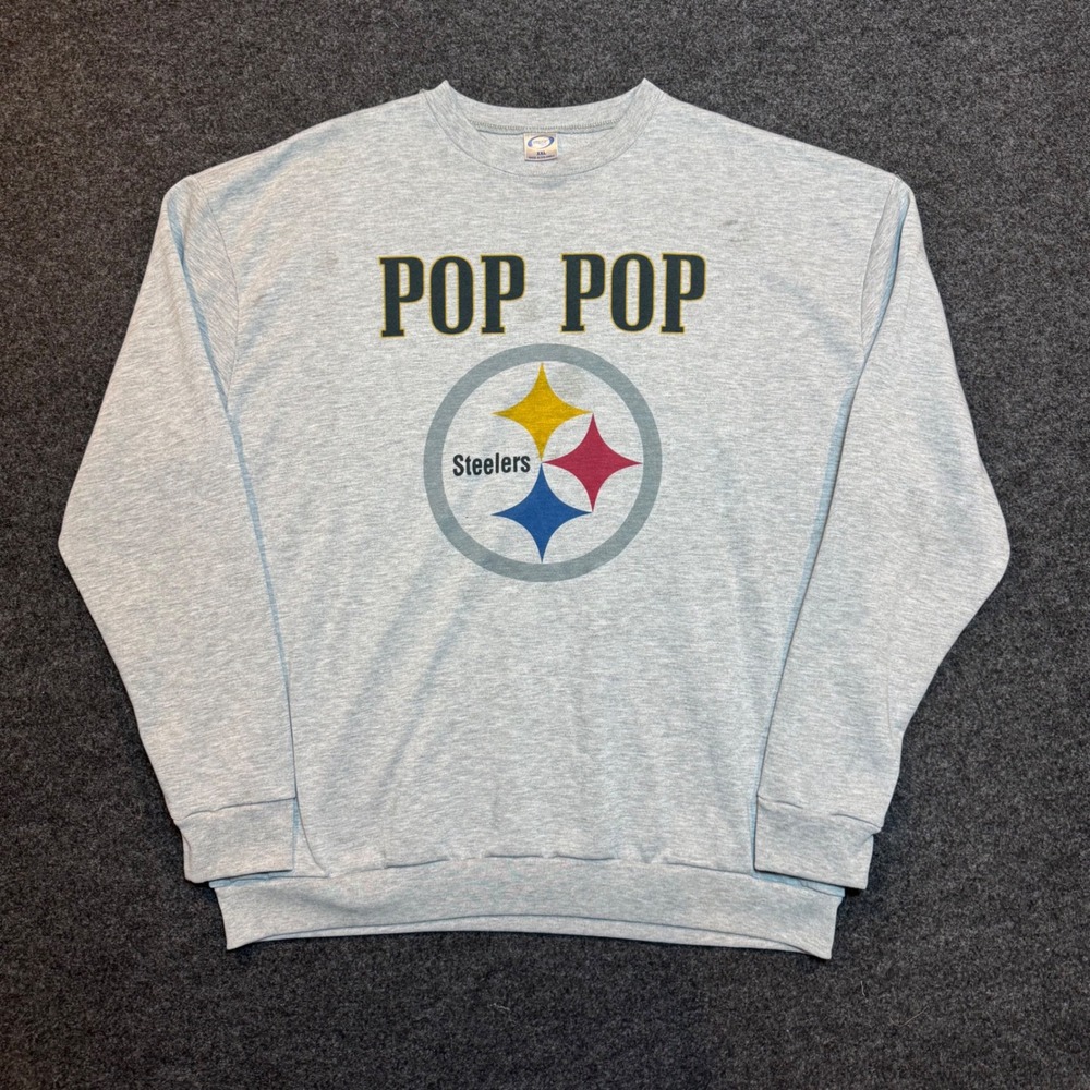 Vapor Apparel Pittsburgh Steelers Pop Pop Sweatshirt Mens XXL Gray Crewneck NFL